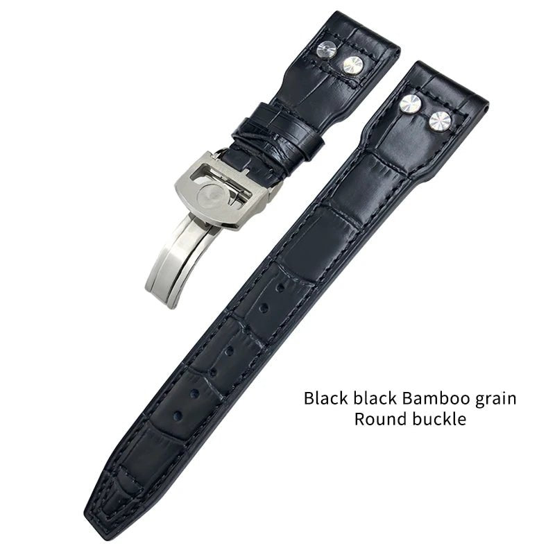 High Quality Real Leather Rivets Watchband Fit for IWC SPITFIRE Big Pilot's Watch TOP GUN IW5009 Cowhide Strap