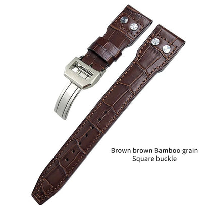 High Quality Real Leather Rivets Watchband Fit for IWC SPITFIRE Big Pilot's Watch TOP GUN IW5009 Cowhide Strap