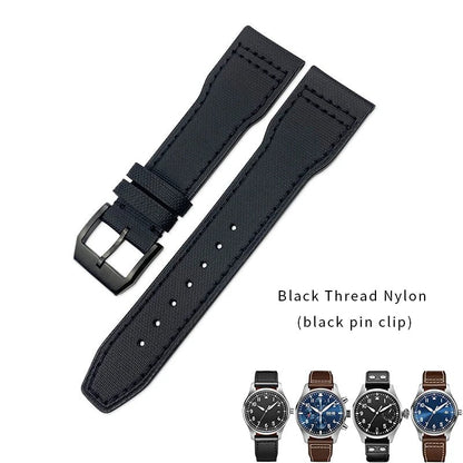 High quality Calfskin Leather Nylon Watch strap Fit for IWC Pilot SPITFIRE MARK18 Portofino TOP GUN IW3777 Watchband