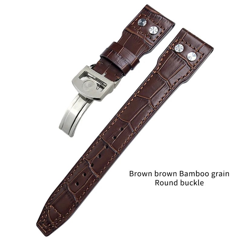 High Quality Real Leather Rivets Watchband Fit for IWC SPITFIRE Big Pilot's Watch TOP GUN IW5009 Cowhide Strap