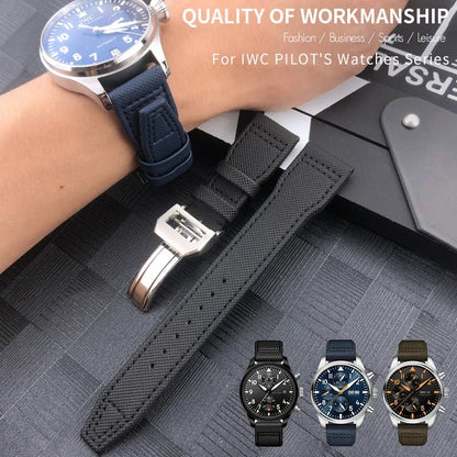 High quality Calfskin Leather Nylon Watch strap Fit for IWC Pilot SPITFIRE MARK18 Portofino TOP GUN IW3777 Watchband