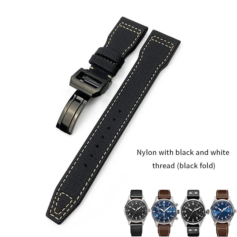 High quality Calfskin Leather Nylon Watch strap Fit for IWC Pilot SPITFIRE MARK18 Portofino TOP GUN IW3777 Watchband