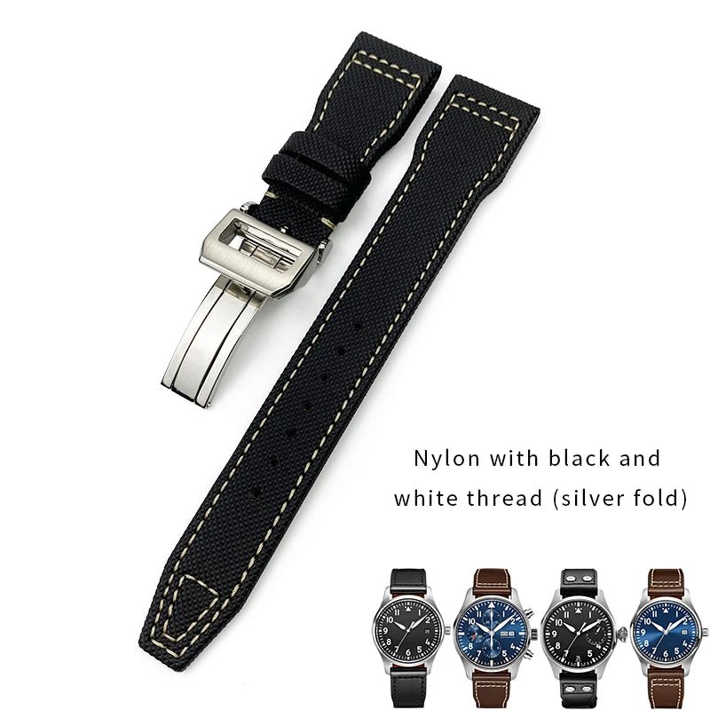 High quality Calfskin Leather Nylon Watch strap Fit for IWC Pilot SPITFIRE MARK18 Portofino TOP GUN IW3777 Watchband