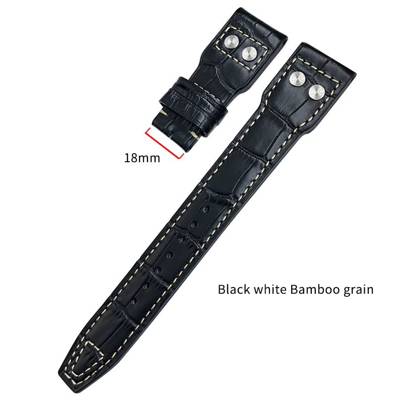 High Quality Real Leather Rivets Watchband Fit for IWC SPITFIRE Big Pilot's Watch TOP GUN IW5009 Cowhide Strap