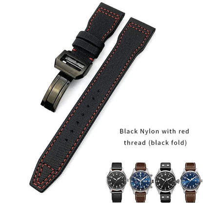 High quality Calfskin Leather Nylon Watch strap Fit for IWC Pilot SPITFIRE MARK18 Portofino TOP GUN IW3777 Watchband