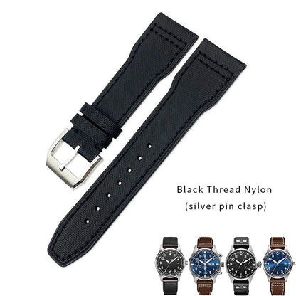 High quality Calfskin Leather Nylon Watch strap Fit for IWC Pilot SPITFIRE MARK18 Portofino TOP GUN IW3777 Watchband