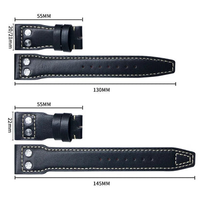 High Quality Real Leather Rivets Watchband Fit for IWC SPITFIRE Big Pilot's Watch TOP GUN IW5009 Cowhide Strap