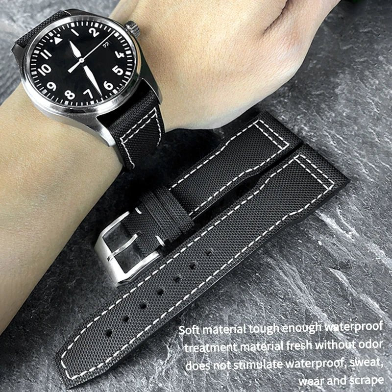 High quality Calfskin Leather Nylon Watch strap Fit for IWC Pilot SPITFIRE MARK18 Portofino TOP GUN IW3777 Watchband