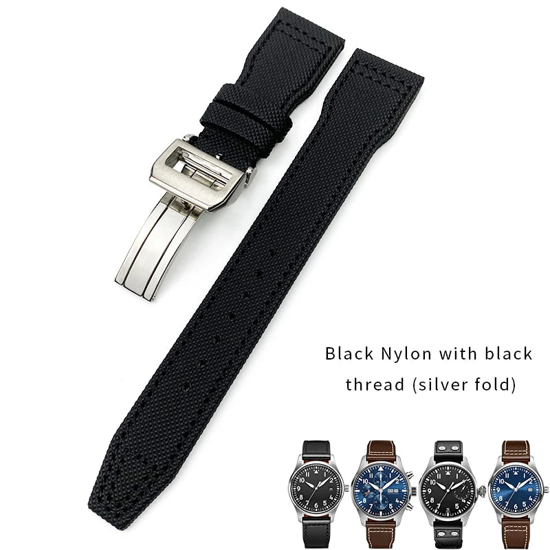 High quality Calfskin Leather Nylon Watch strap Fit for IWC Pilot SPITFIRE MARK18 Portofino TOP GUN IW3777 Watchband