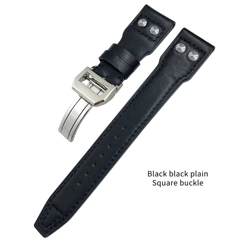 High Quality Real Leather Rivets Watchband Fit for IWC SPITFIRE Big Pilot's Watch TOP GUN IW5009 Cowhide Strap