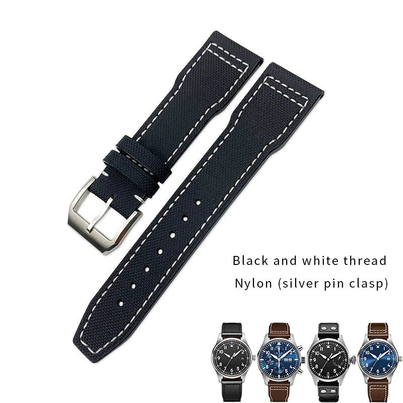 High quality Calfskin Leather Nylon Watch strap Fit for IWC Pilot SPITFIRE MARK18 Portofino TOP GUN IW3777 Watchband