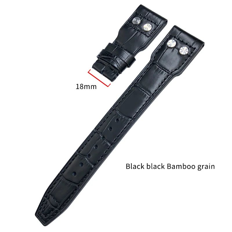 High Quality Real Leather Rivets Watchband Fit for IWC SPITFIRE Big Pilot's Watch TOP GUN IW5009 Cowhide Strap