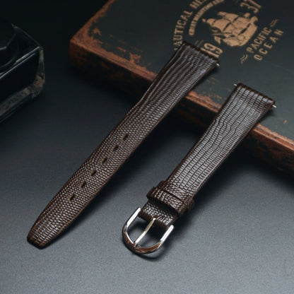 Vintage Watch Strap Lizard Embossed Calf Genuine Leather Thin and Soft Watch Band