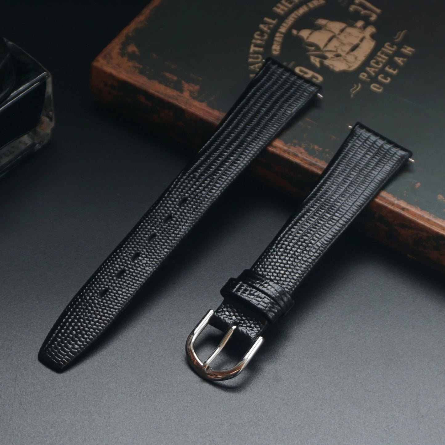 Vintage Watch Strap Lizard Embossed Calf Genuine Leather Thin and Soft Watch Band