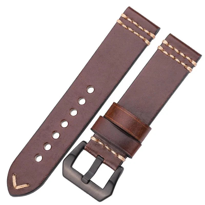 Watchbands Genuine Leather Watch Band Strap 20mm 22mm 24mm Black Brown Blue Yellow Women Men Cowhide Bracelet Accessories