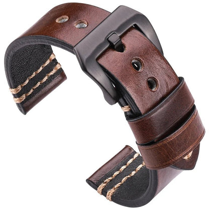 Watchbands Genuine Leather Watch Band Strap 20mm 22mm 24mm Black Brown Blue Yellow Women Men Cowhide Bracelet Accessories