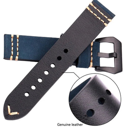 Watchbands Genuine Leather Watch Band Strap 20mm 22mm 24mm Black Brown Blue Yellow Women Men Cowhide Bracelet Accessories