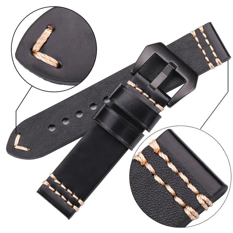 Watchbands Genuine Leather Watch Band Strap 20mm 22mm 24mm Black Brown Blue Yellow Women Men Cowhide Bracelet Accessories