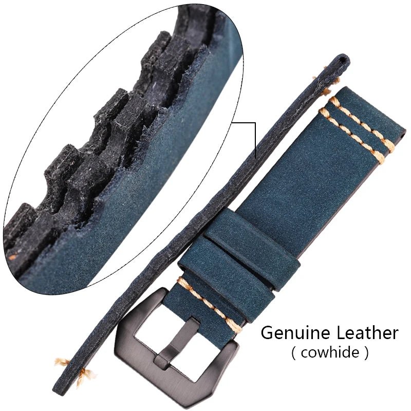 Watchbands Genuine Leather Watch Band Strap 20mm 22mm 24mm Black Brown Blue Yellow Women Men Cowhide Bracelet Accessories