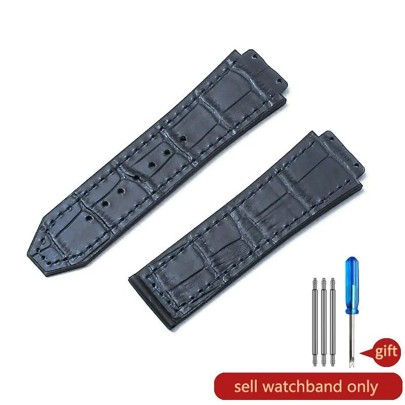 With Tool 19mm Crocodile Pattern Genuine Leather Watchbands for Hublot Yubo Watch Convex Interface Waterproof Accessories