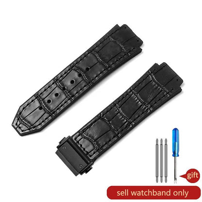 With Tool 19mm Crocodile Pattern Genuine Leather Watchbands for Hublot Yubo Watch Convex Interface Waterproof Accessories